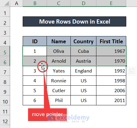How to Move Rows Down in Excel