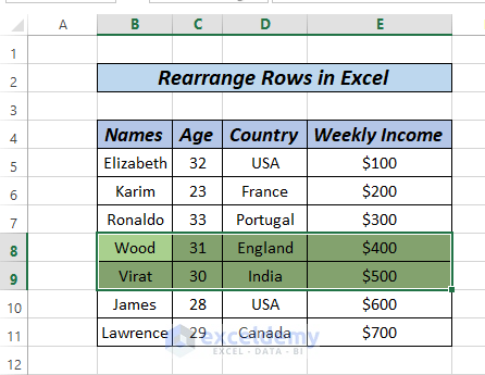 how to rearrange rows in excel by drag and move
