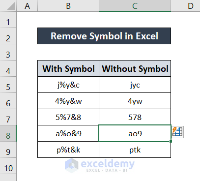 how to remove symbol