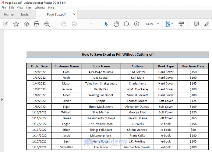 Utilizing Page Size to Save Excel as PDF Without Cutting Off