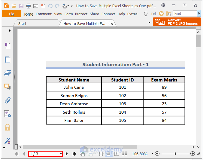 Save Multiple Excel sheets as One PDF Using the ‘Save As’ Option