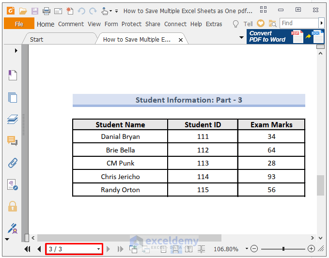 Save Multiple Excel sheets as One PDF Using the ‘Save As’ Option