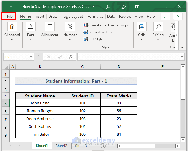 Save Multiple Excel sheets as One PDF Using the ‘Save As’ Option