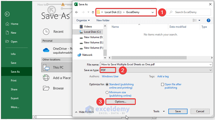 Save Multiple Excel sheets as One PDF Using the ‘Save As’ Option