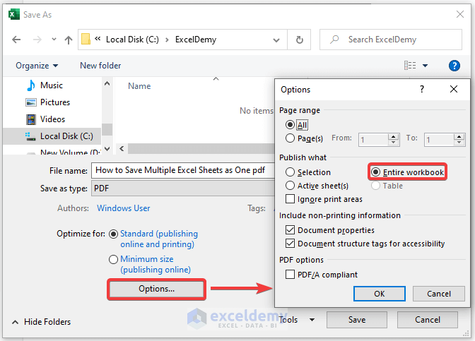 Save Multiple Excel sheets as One PDF Using the ‘Save As’ Option