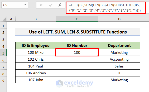 Apply Formulas to Separate Numbers in One Cell in Excel