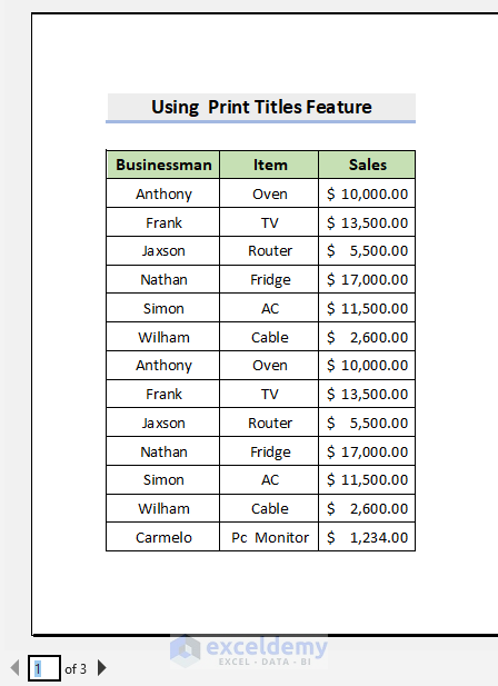 How to Set a Row as Print Titles in Excel (4 Methods)