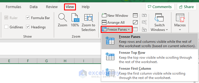 Freeze Panes Feature to Set a Row as Print Titles in Excel