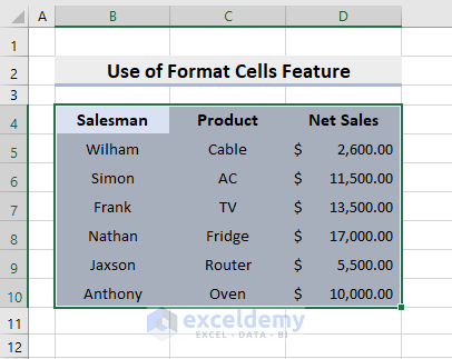 Use Excel Format Cells Feature to Show Gridlines after Applying Fill Color