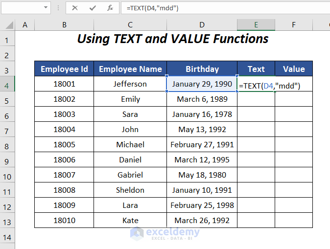 TEXT and VALUE functions
