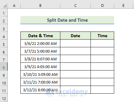 Using INT Function to Split Date and Time in Excel