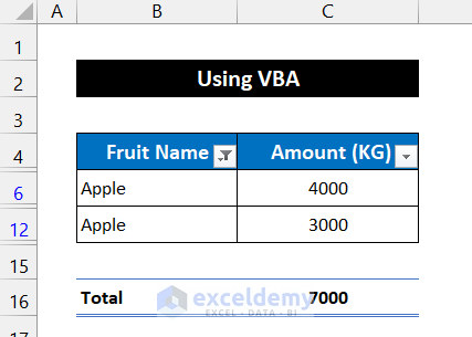 Embedding VBA Code to Sum Filtered Cells in Excel