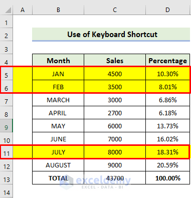 Keyboard Shortcut to Unhide Multiple Rows