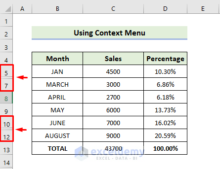 Using Context Menu in Excel