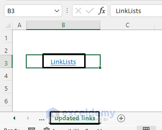 how to update hyperlink in excel automatically