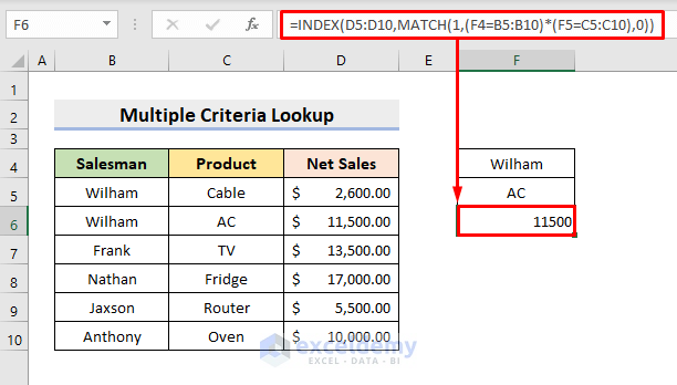 Multiple Criteria Lookup with INDEX MATCH Formula