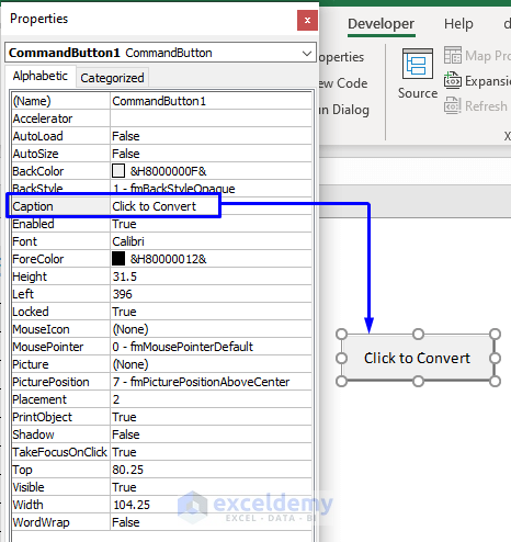 Naming the button to Import Data from Excel into Word Automatically Using VBA