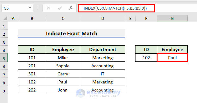 INDEX MATCH Will Provide Wrong Value If Exact Match Is Not Correct