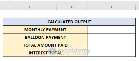 Make Calculated Output Section to Get Interest Only Amortization in Excel