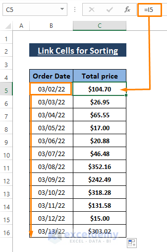 issue-How to Link Cells in Excel for Sorting