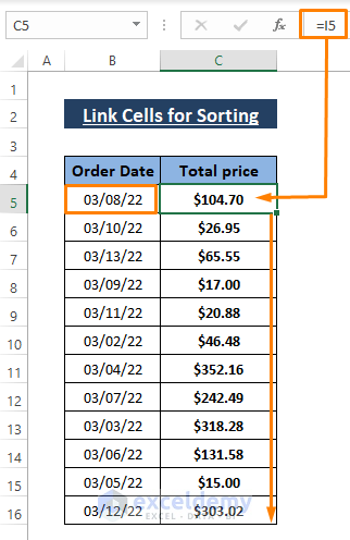 issue-How to Link Cells in Excel for Sorting