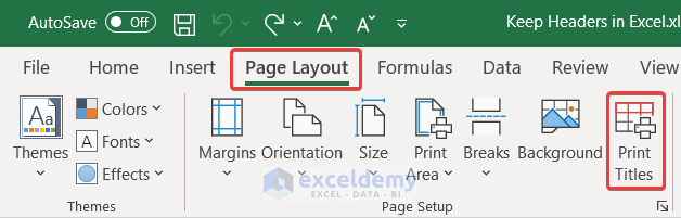 Keeping Header in Excel When Printing from page layout