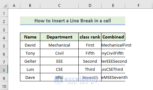 Using CHAR Function to Insert a Line Break