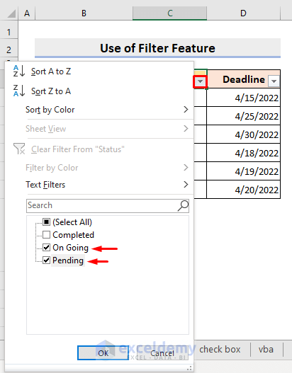 Excel Filter Feature to Make a To-Do List