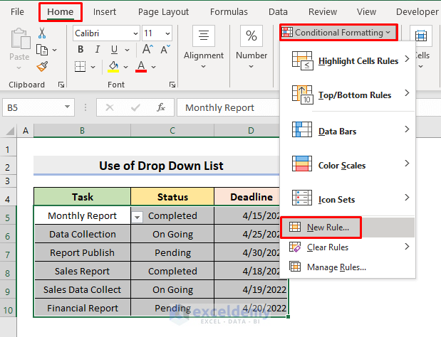 Create a To-Do List with Drop Down List