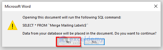 Save Merged Mailing Labels for Future Use