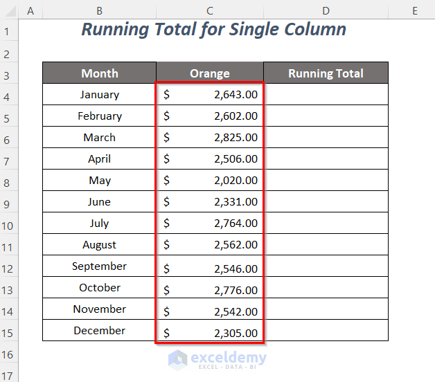 quick analysis tool Excel running total