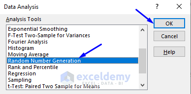 Selecting Option for Random Number Generator with Data Analysis Tool in Excel