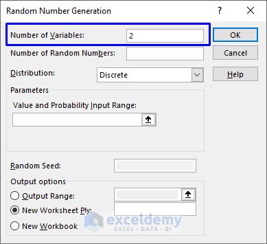 Selecting Columns for Random Number Generator with Data Analysis Tool in Excel