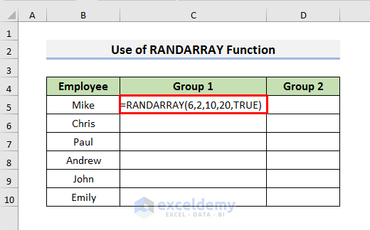 Generate Integer Random Number between Two Numbers in Excel
