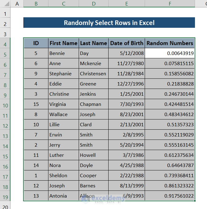 How to Randomly Select Rows in Excel