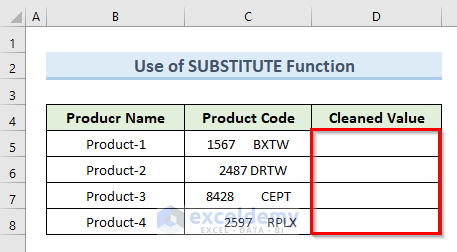 Apply SUBSTITUTE Function to Remove Space after Number