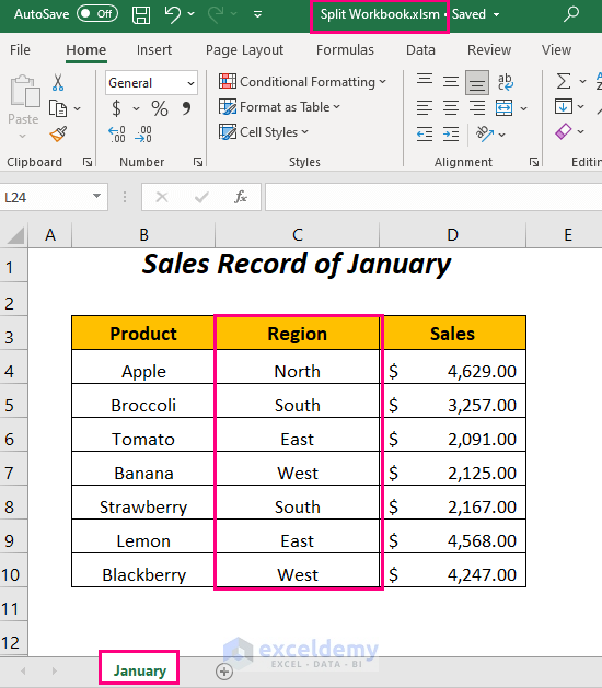 split a workbook to separate Excel files with VBA code