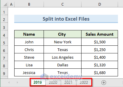 Into Multiple Excel Files