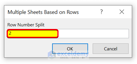 split excel sheet into multiple sheets based on rows vba