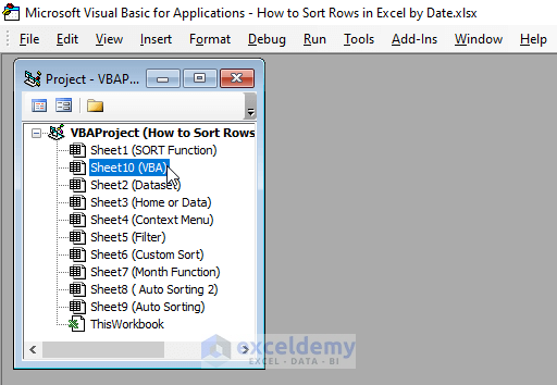 vba-Sort Rows by Date in Excel