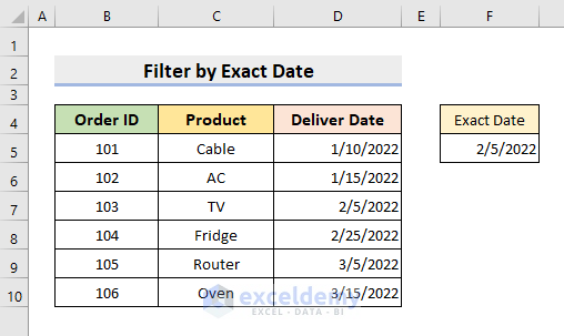 Filter Data by Exact Date with Excel VBA