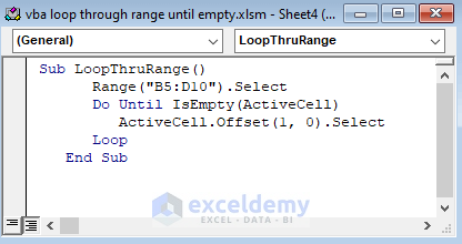 Excel VBA to Loop through Specified Range until Blank Cell