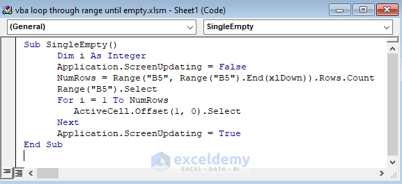 Excel VBA to Loop through Known Number of Range until Single Empty Cell