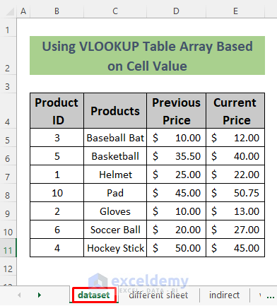 vlookup table array based on cell value
