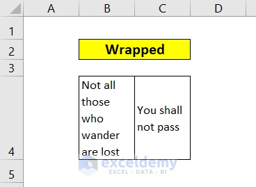 wrapped text example in excel