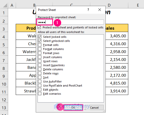 Format cells option