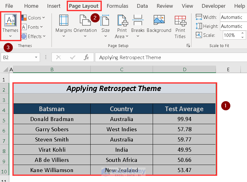 How to Apply Retrospect Theme in Excel