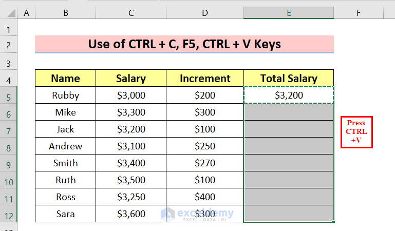 How to Drag Formulas in Excel with Keyboard