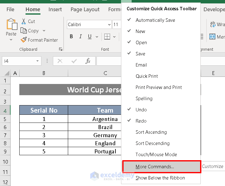 Types of Toolbars in MS Excel 