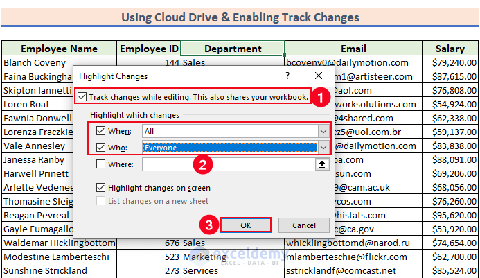 12-Check the Track changes while editing. This also shares your workbook